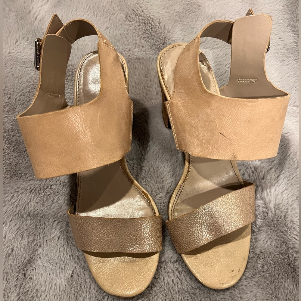 Franco Sarto tan chunky heel sandals - 6.5